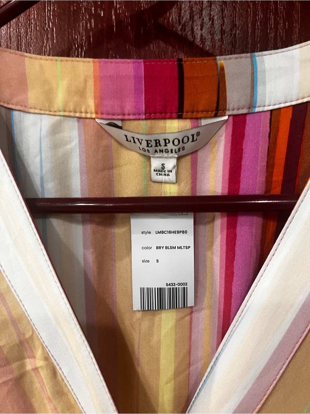 Liverpool Los Angeles NWT Striped Faux Wrap Midi Dress Small Colorful Tie Waist - Picture 3 of 5